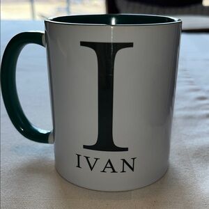 Personalized With Name Ivan White and Green Mug